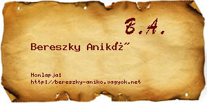 Bereszky Anikó névjegykártya